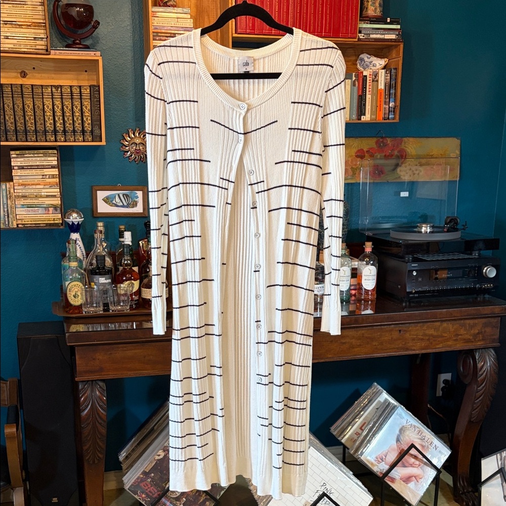 CAbi (#5638) Dashes Long Ribbed Cardigan
